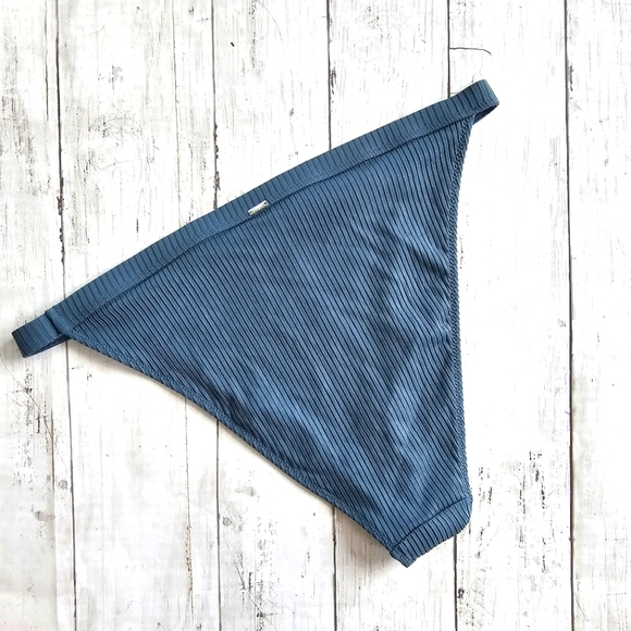 Victoria's Secret PINK Ribbed High Rise Bikini Bottoms String Blue Green Size L - Picture 2 of 7